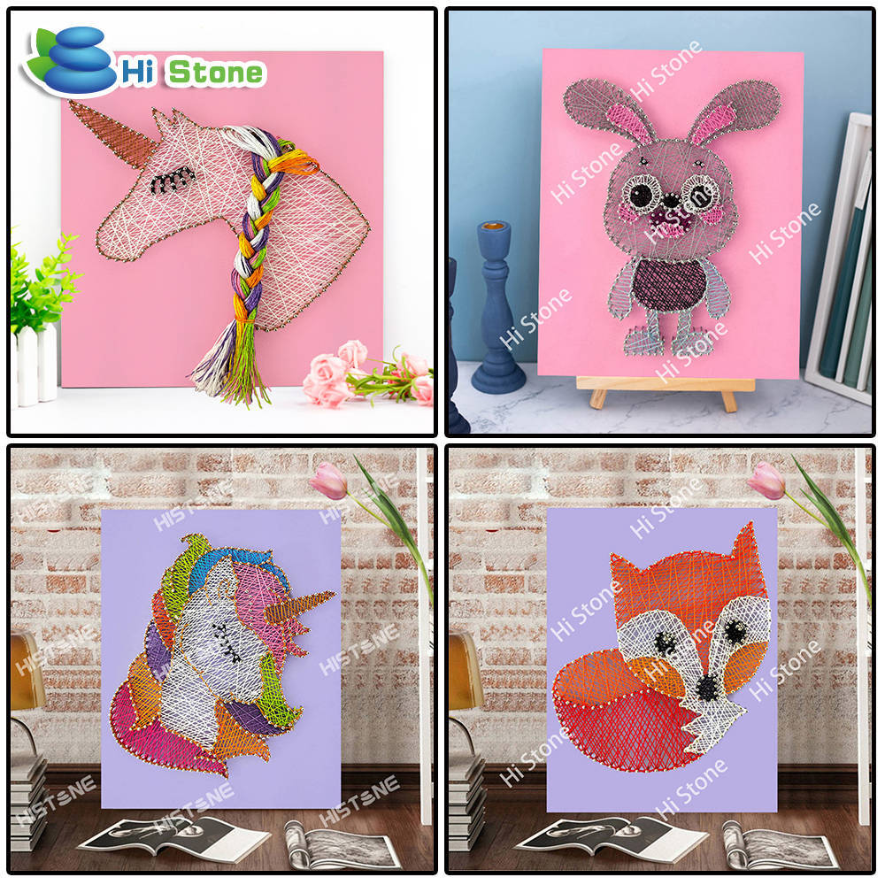 DIY手工钉子绕线画家居装饰画纱线缠绕手工课卡通画工具立体20*25