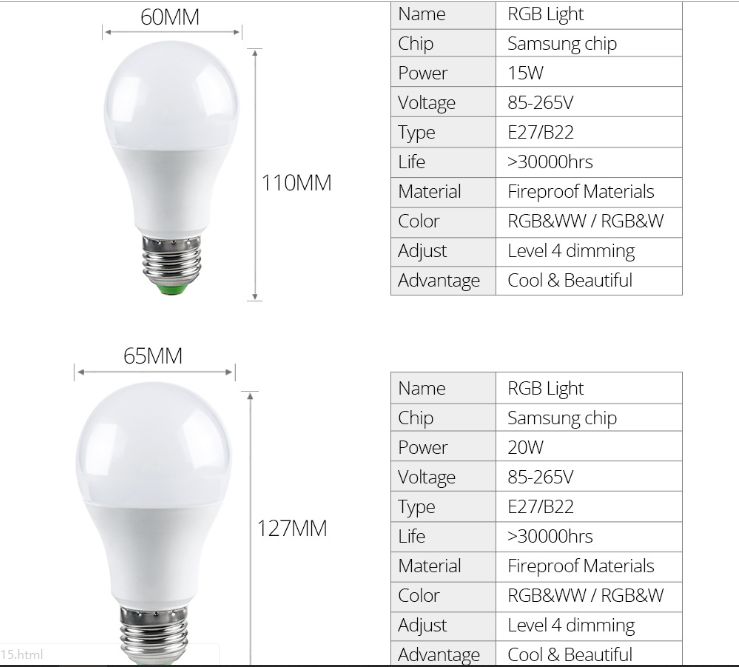 RGB bulb LED bulb lamp, RGB bulb remote control bulb 85-265V wide voltage E27 B22 bulb lamp detail image 3
