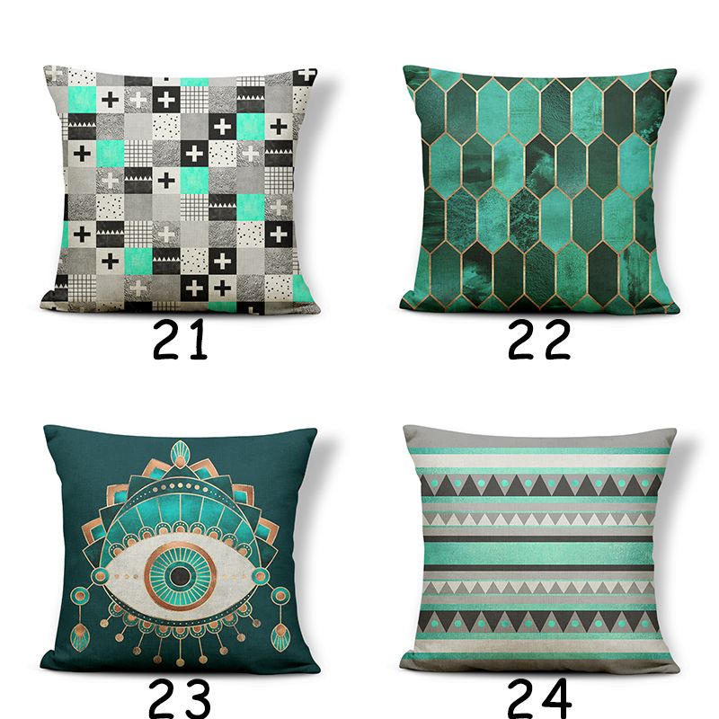 Green Geometric Square Lines Throw Pillow Home Decoration Living Room Sofa Wholesale Cushion Cover Eye Pillowcase Application Scenario