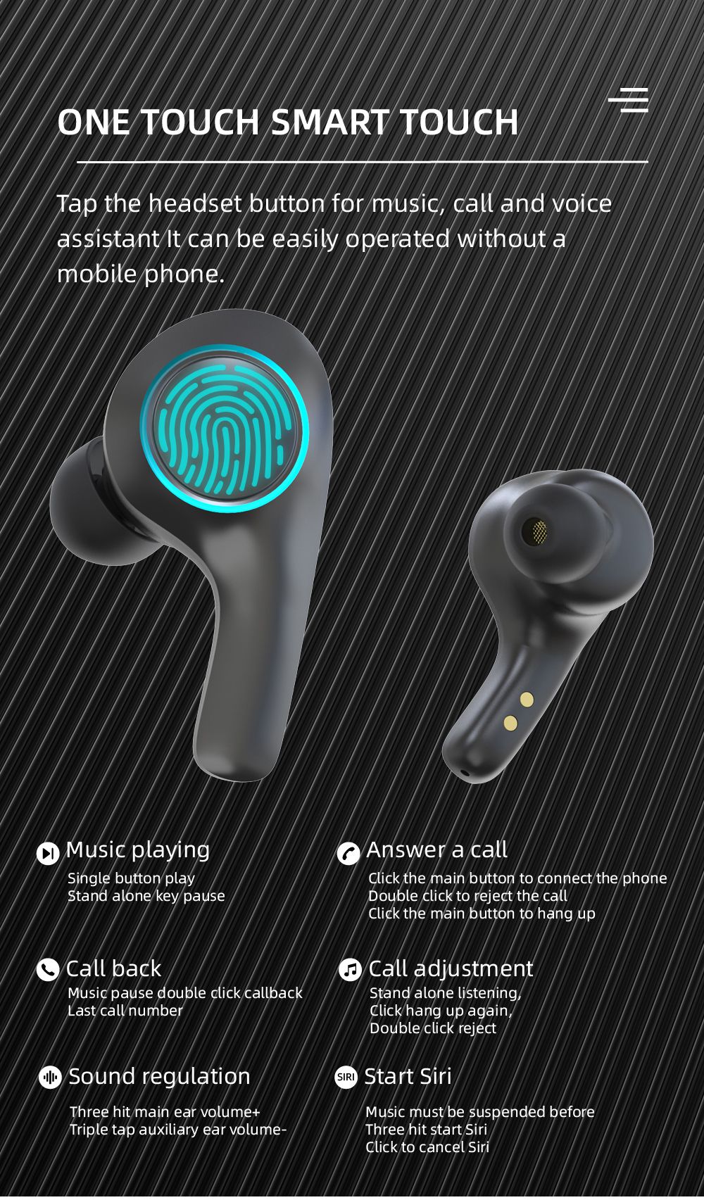 YEXIN 新品PT05蓝牙耳机双耳立体声TWS运动通用蓝牙耳机详情图12