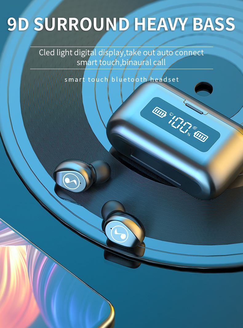 YEXIN 新款F9迷你音符双耳TWS私模5.0触控运动丝印蓝牙耳机详情图2