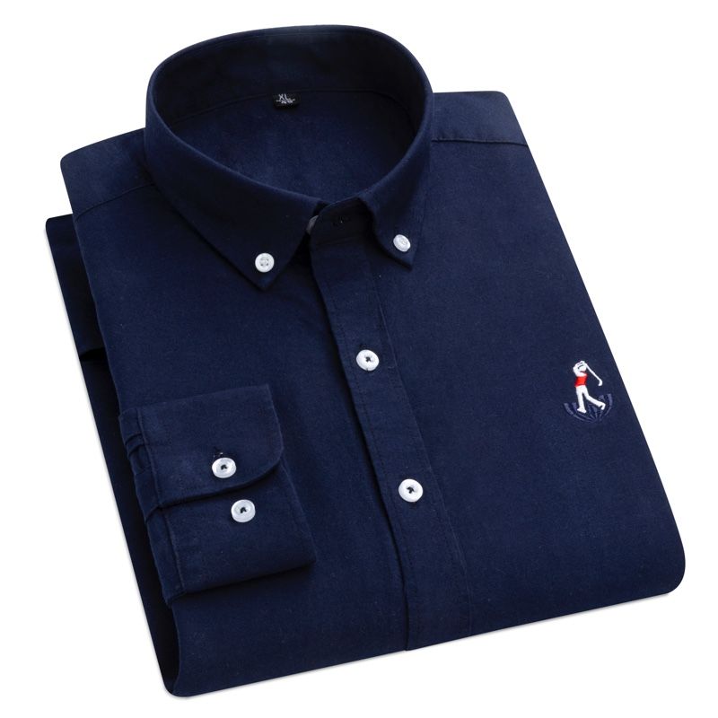 New men's shirts for autumn and winter, made of all-cotton and linen, sweat-absorbing and breathable, casual wear for middle-aged and young people