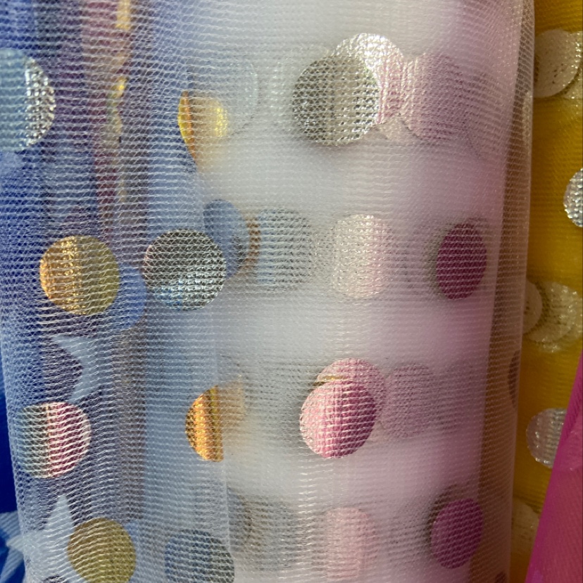 白色金点锦纶网布布料服装装饰品工艺品丝巾纱巾头饰面料多色可选