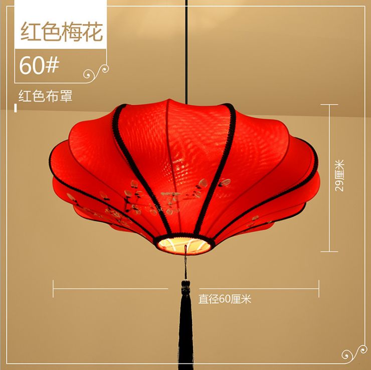 60 Chinese-style antique lanterns, classical hand-painted ink-wash lanterns, fabric decorative chandeliers for hotels, restaurants and tea houses details Picture