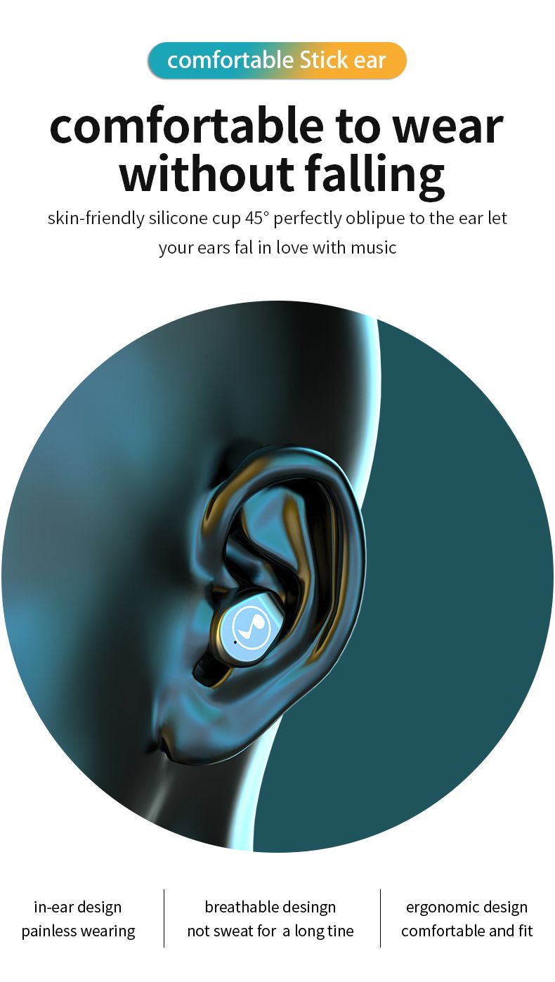 YEXIN 新款F9迷你音符双耳TWS私模5.0触控运动丝印蓝牙耳机详情图9