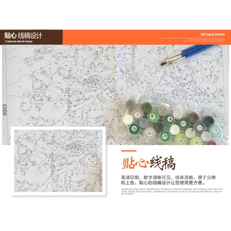 Digital oil painting diy, oil color painting, coloring painting, simple living room decoration painting, cross-border export factory wholesale 40x50 detail image 5