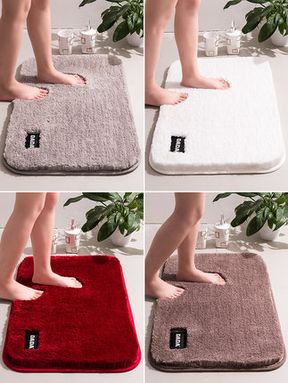 Thickened bathroom floor mat absorbent foot mat bathroom door non-slip bedroom velvet 50X60 thumbnail