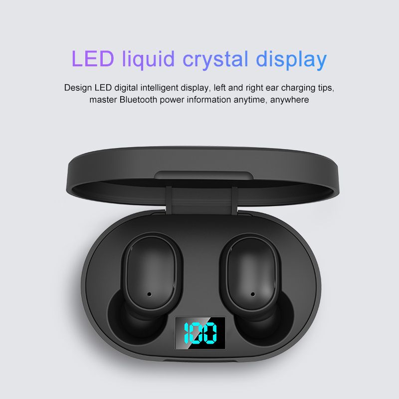 YEXIN's new E6S smart digital display Bluetooth headphones, wireless sports mini headphones, stereo in-ear design