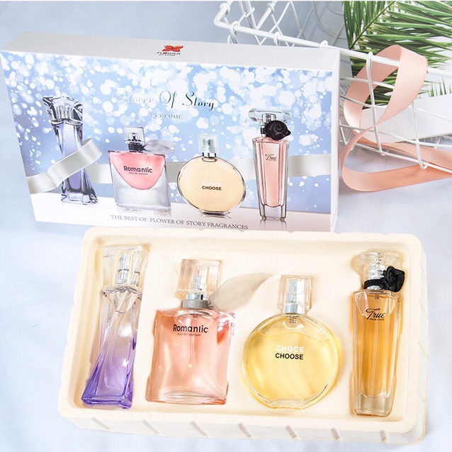 Lady's perfume set 4-piece gift box lasting light fragrance fresh natural flowers and fruit fragrance manufacturers wholesale thumbnail