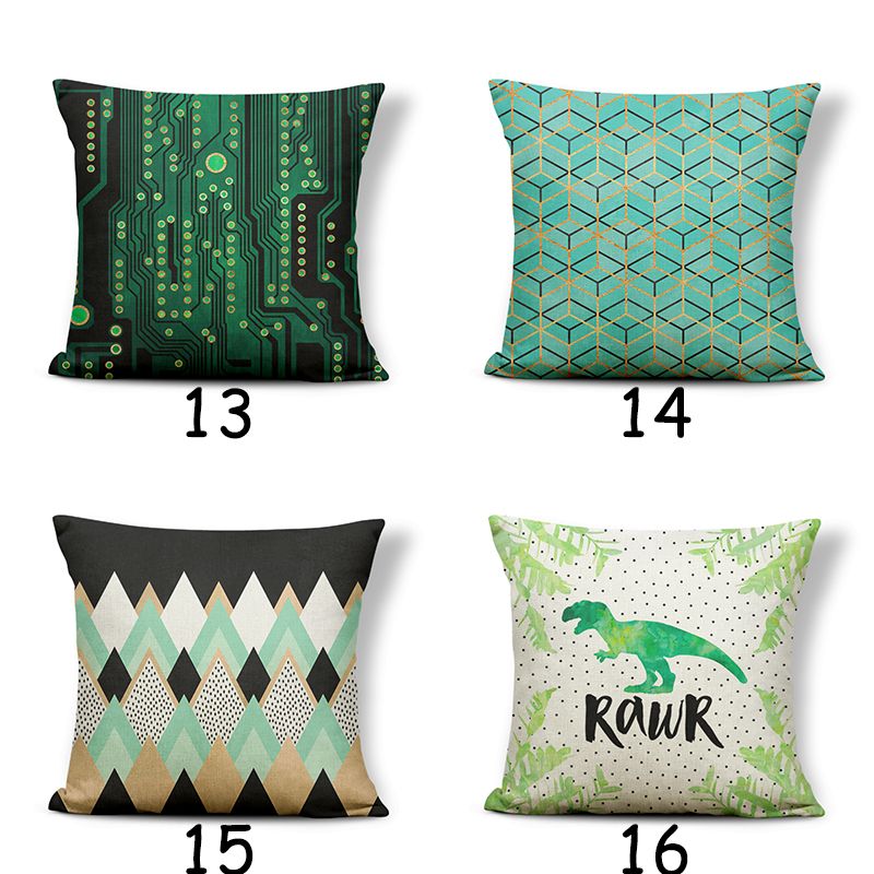 Green Geometric Square Lines Throw Pillow Home Decoration Living Room Sofa Wholesale Cushion Cover Eye Pillowcase Item Picture