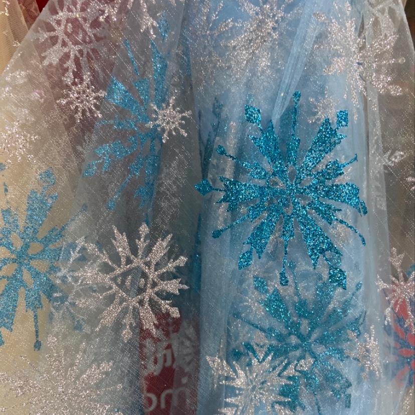 蓝银双色雪花锦纶网布布料服装装饰品工艺品丝巾纱巾头饰面料多色可选