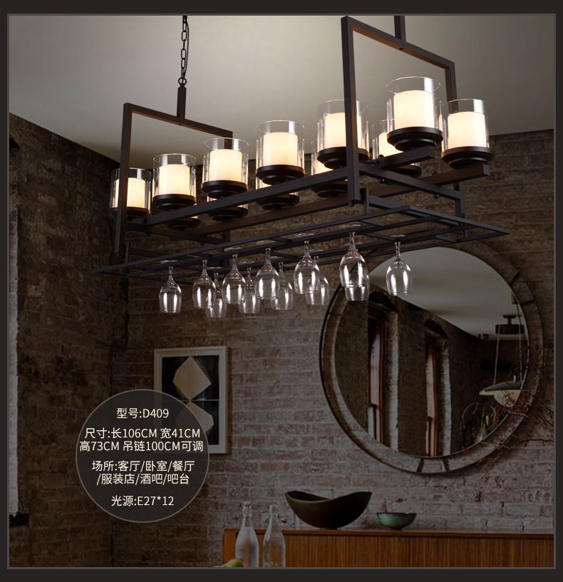 Heavy industry style bar, creative bar, chandelier, American retro restaurant counter, art personality iron lamps