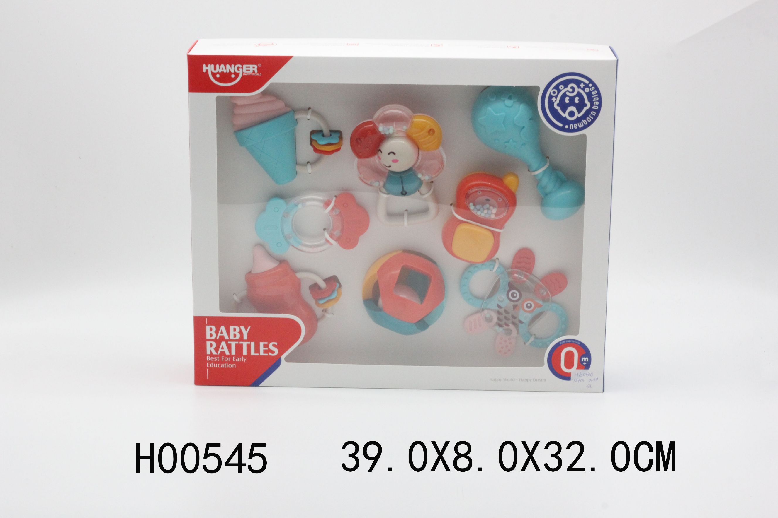 H00545 欧美AB摇铃(8件套) 婴儿环保手摇铃套装益智早教玩具