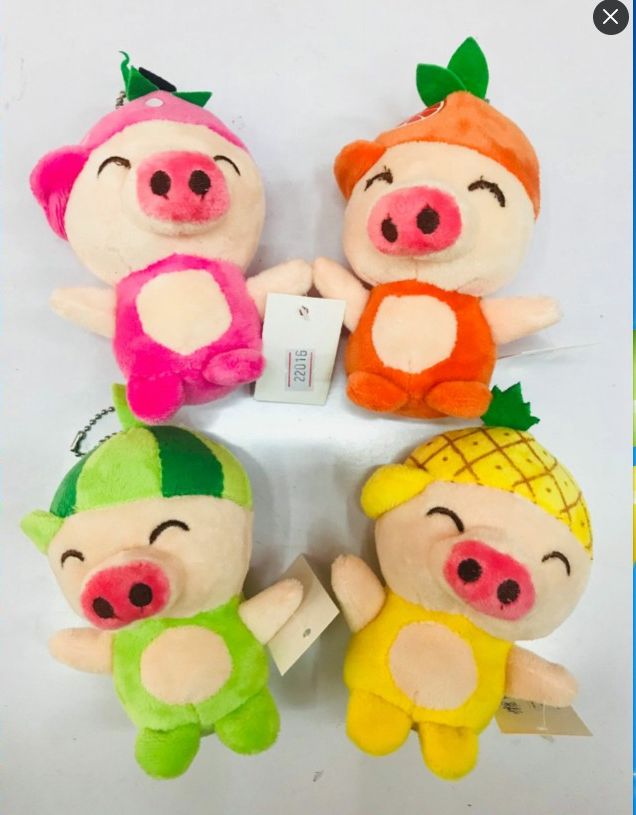 Cute small miniature fruit pig pendant doll stuffed animal key chain Rag Doll wedding throwing doll