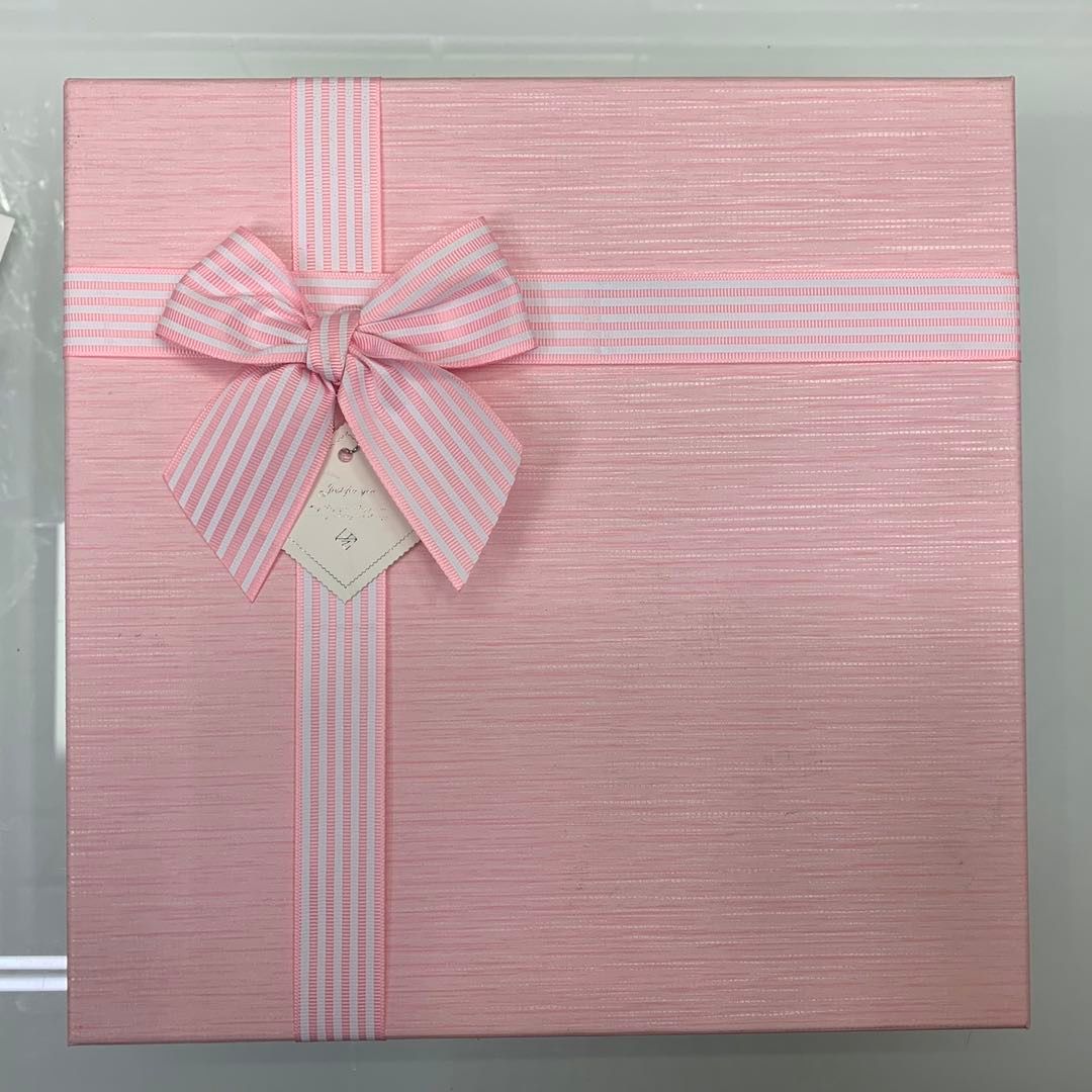 Korean Gift Box - Square gift box Striped bow gift box