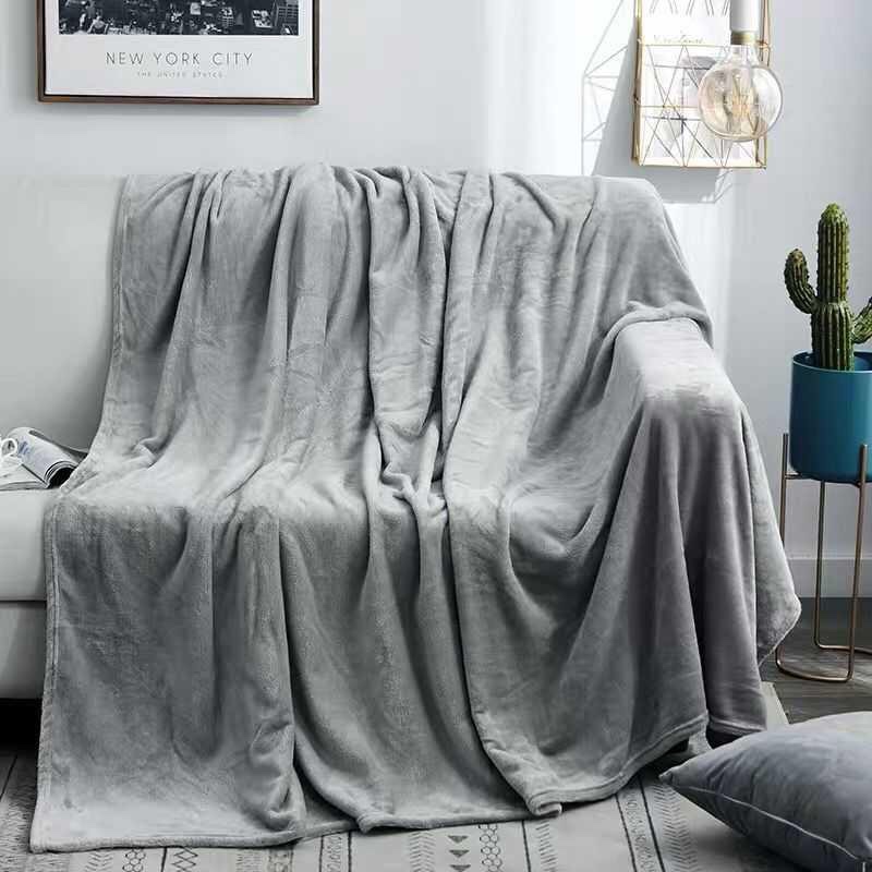 双面绒毯薄法兰绒毛毯被子空调午睡毯毛巾床单纯色详情图1