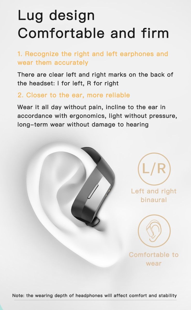 YEXIN M8蓝牙TWS5.0 不入耳挂耳式单耳运动蓝牙耳机超长待机详情图7