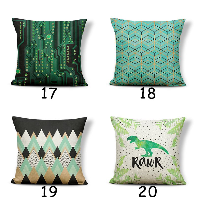 Green Geometric Square Lines Throw Pillow Home Decoration Living Room Sofa Wholesale Cushion Cover Eye Pillowcase Specification drawing