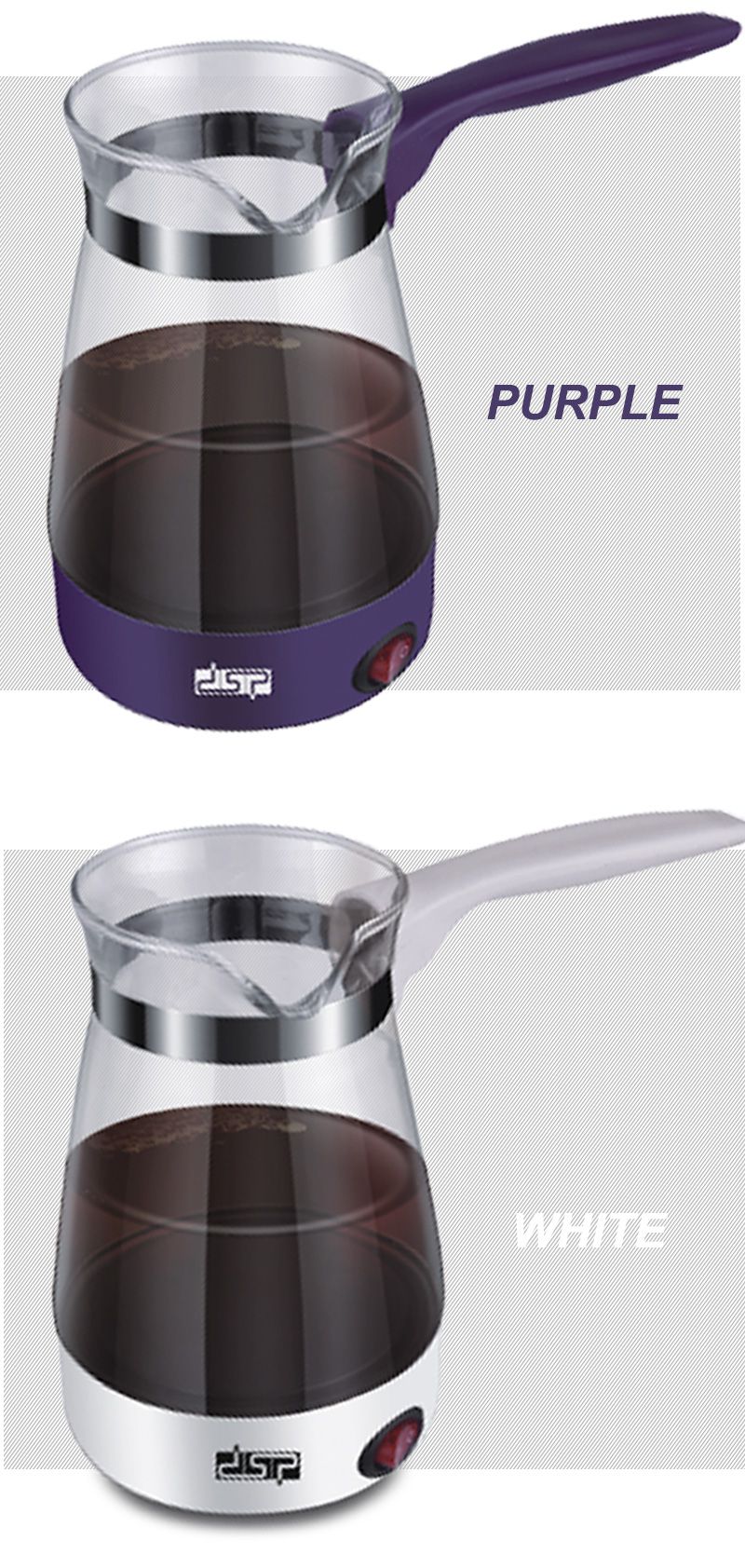 DSP丹松 电动手冲咖啡壶 家用细口摩卡壶 玻璃意式咖啡煮咖啡壶详情图6