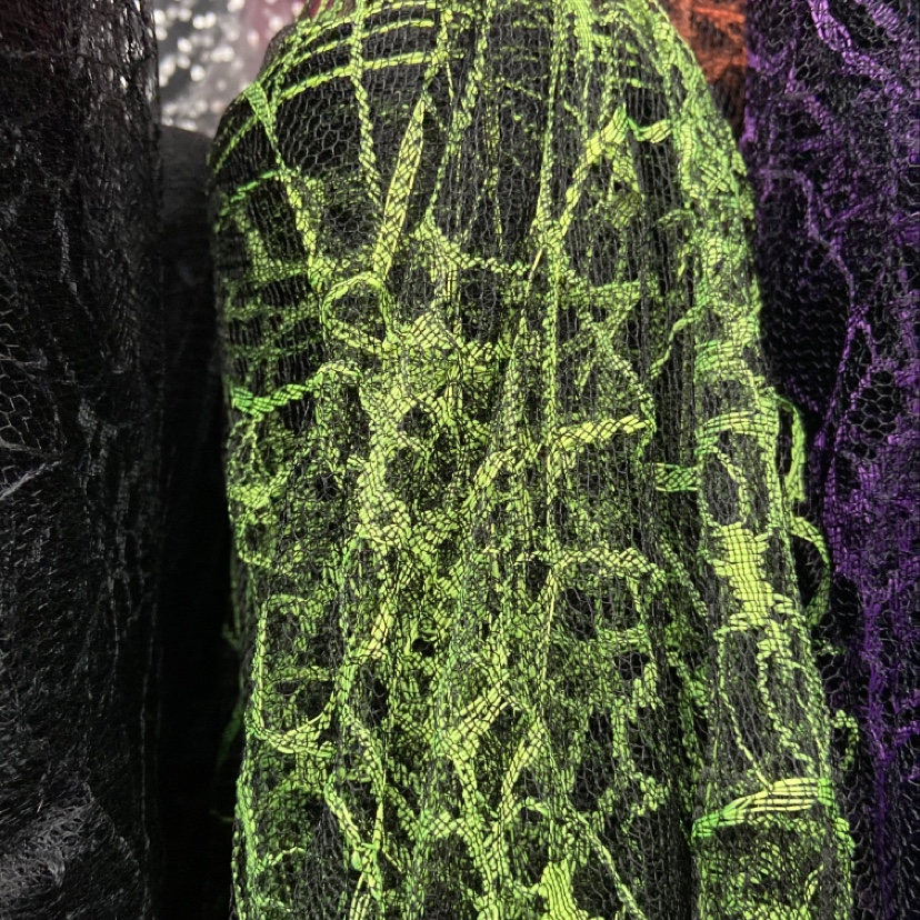 绿色针织蜘蛛网黑色锦纶网布布料服装装饰品工艺品丝巾纱巾头饰面料多色可选