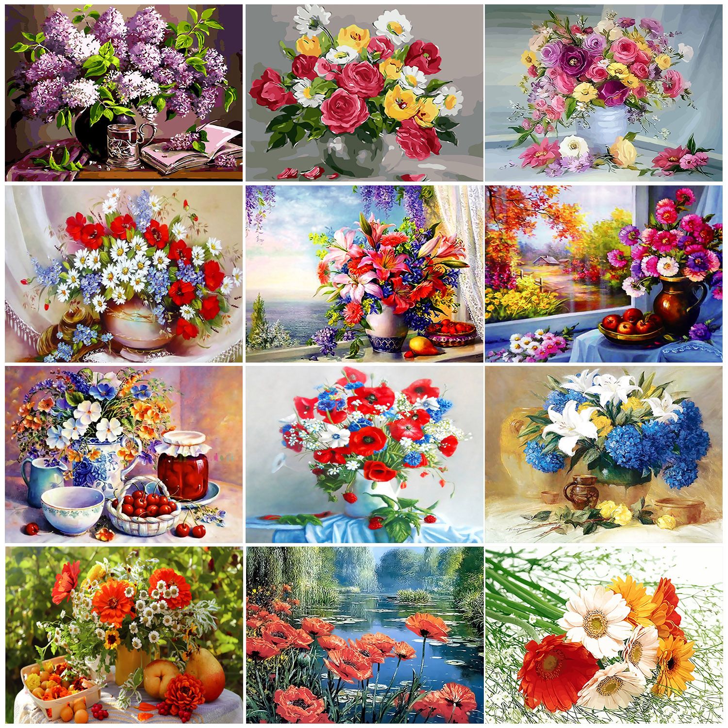 Cross-border diy digital oil painting 40*50 landscape, Figure, flower, love cartoon living room decoration painting factory direct sales