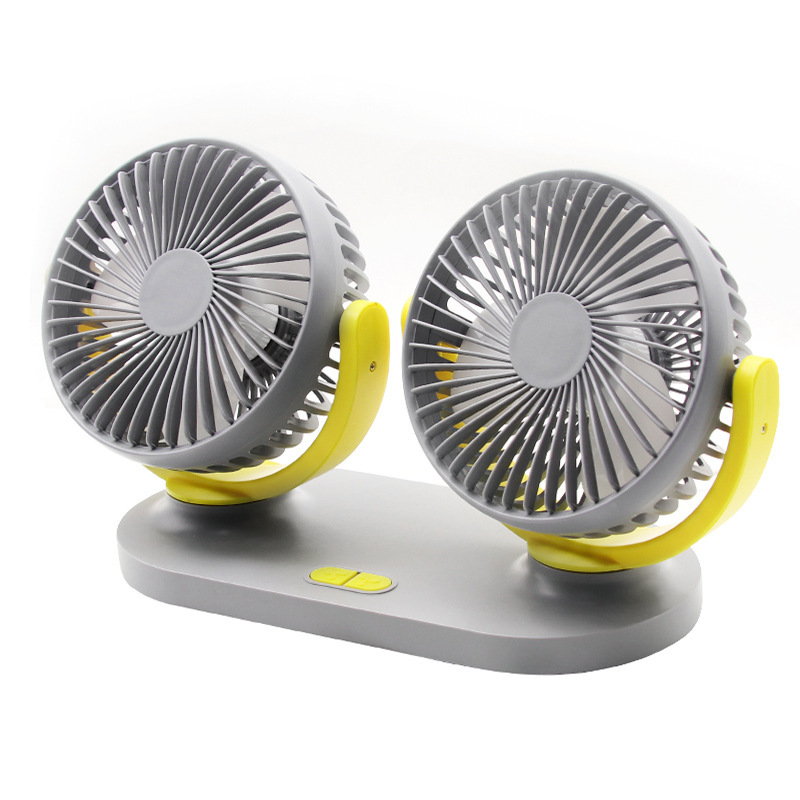 Universal car fan, dual-head oscillating fan for vehicles
