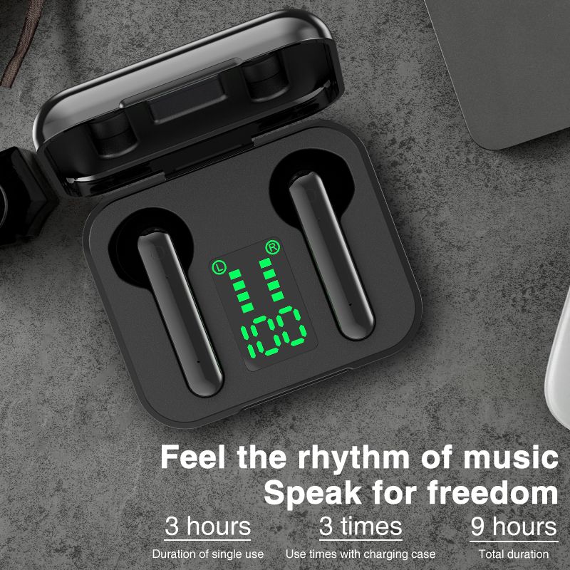 YEXIN's new L12 digital display wireless headphones tws Bluetooth 5.0 sports dual-ear touch private mold Bluetooth headphones