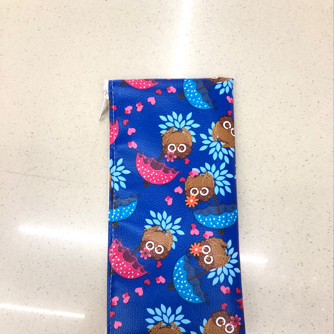 Blue Owl Cartoon Print Pen Case
