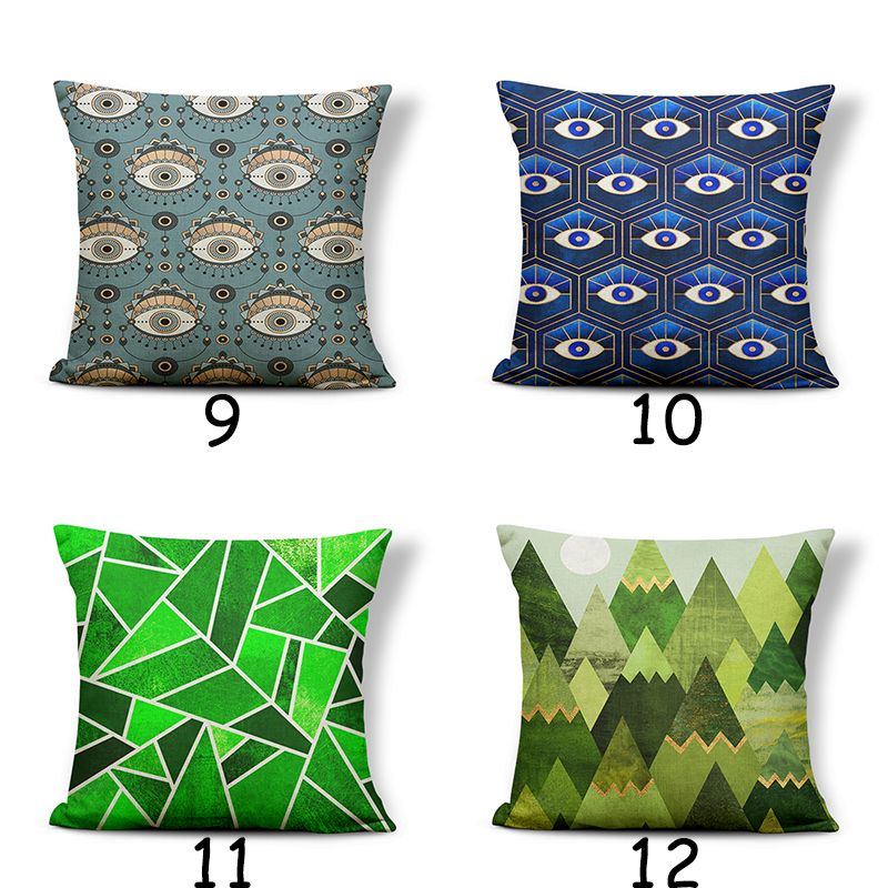 Green Geometric Square Lines Throw Pillow Home Decoration Living Room Sofa Wholesale Cushion Cover Eye Pillowcase Application Scenario