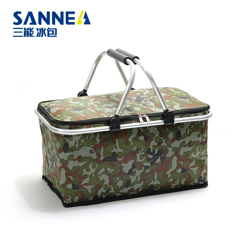 SANNE outdoor picnic hand-held Oxford cloth insulated bag, single-shoulder ice pack, student lunch box bag, folding insulated bag Item Picture