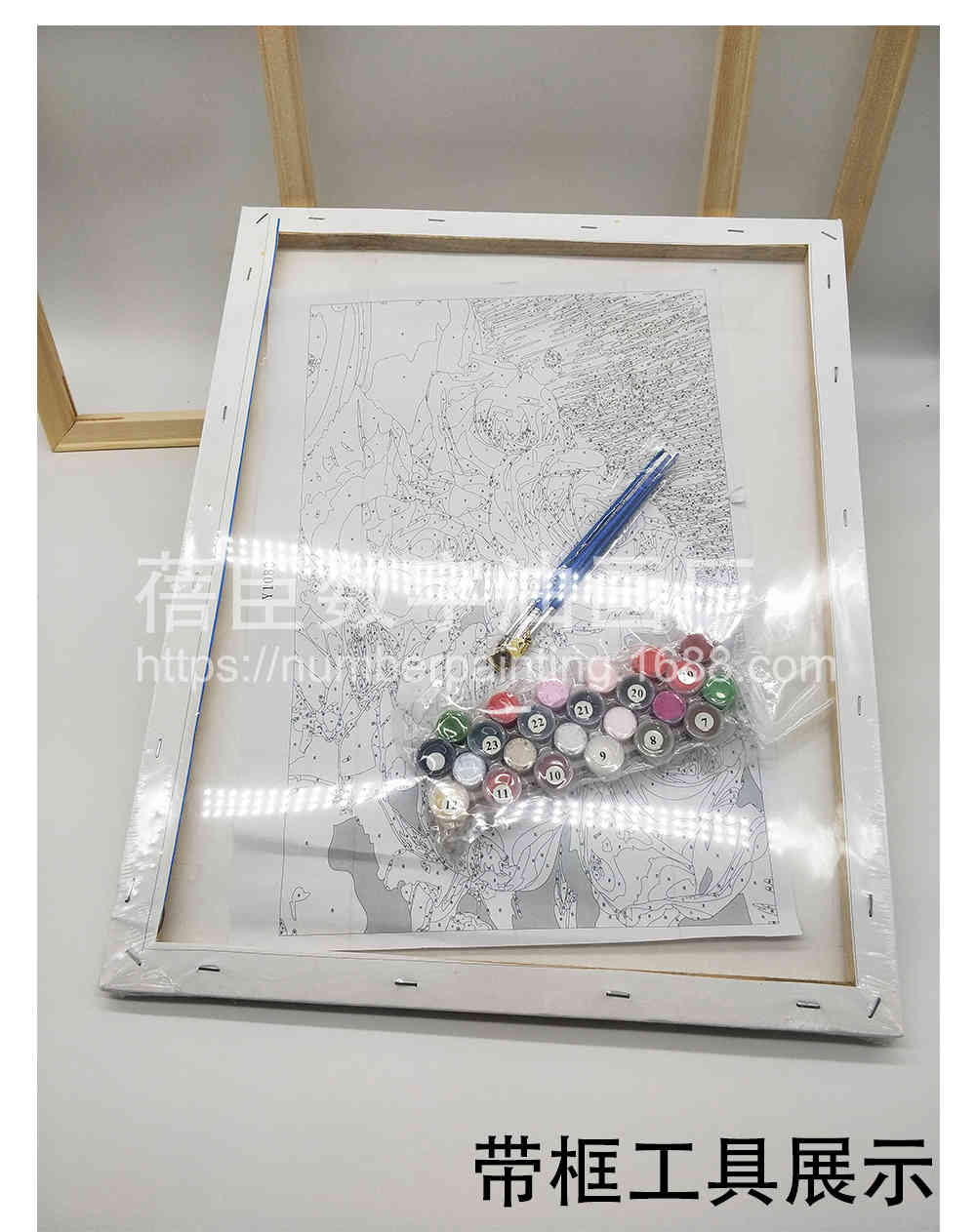 厂家批发DIY数字油画彩绘动物40*50CM无带木框风景动物填色装饰画