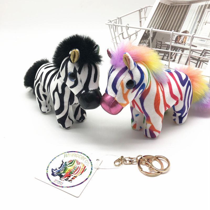 High-quality goods stand posture simulation horse plush toy key chain pony pendant doll wholesale supply