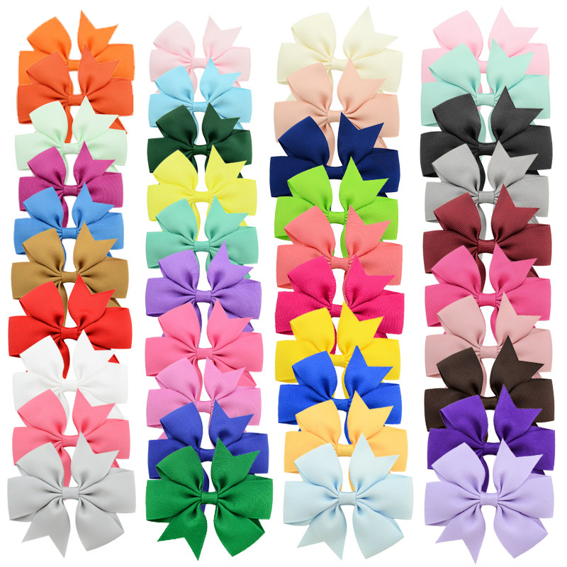 European and American ornaments V-shaped rib ribbon dov bow hairpin hair pin children's hair pin 40 colors 48 colors