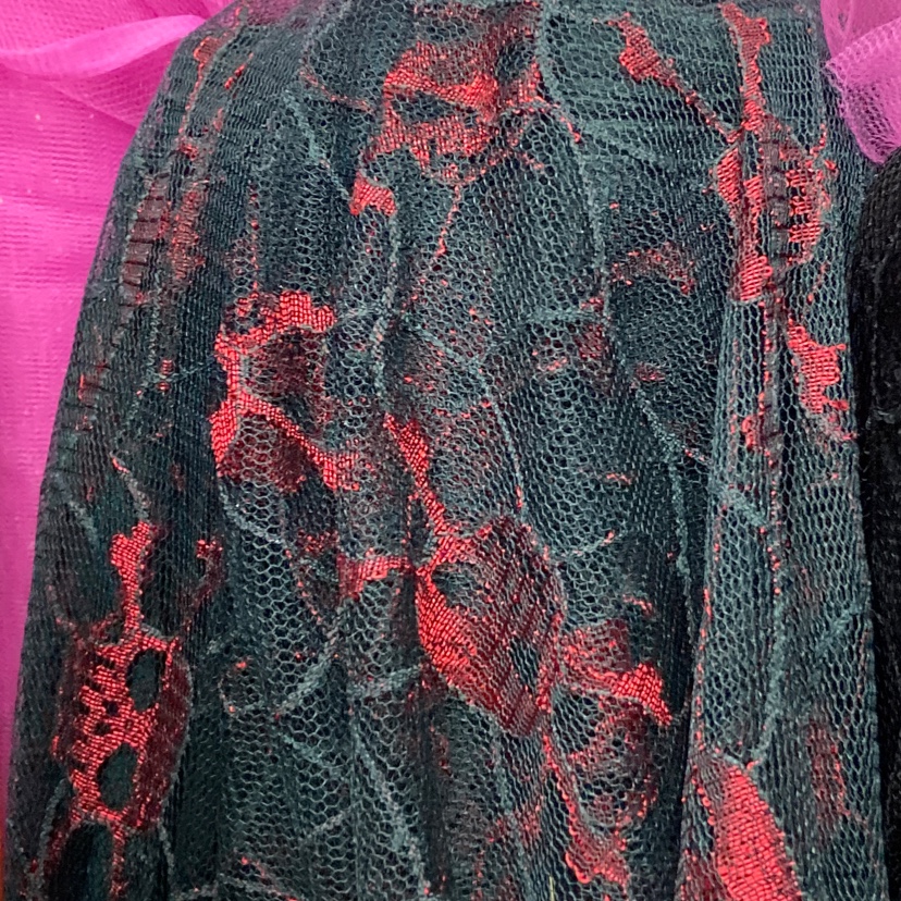 红色针织骷髅头黑色锦纶网布布料服装装饰品工艺品丝巾纱巾头饰面料多色可选图