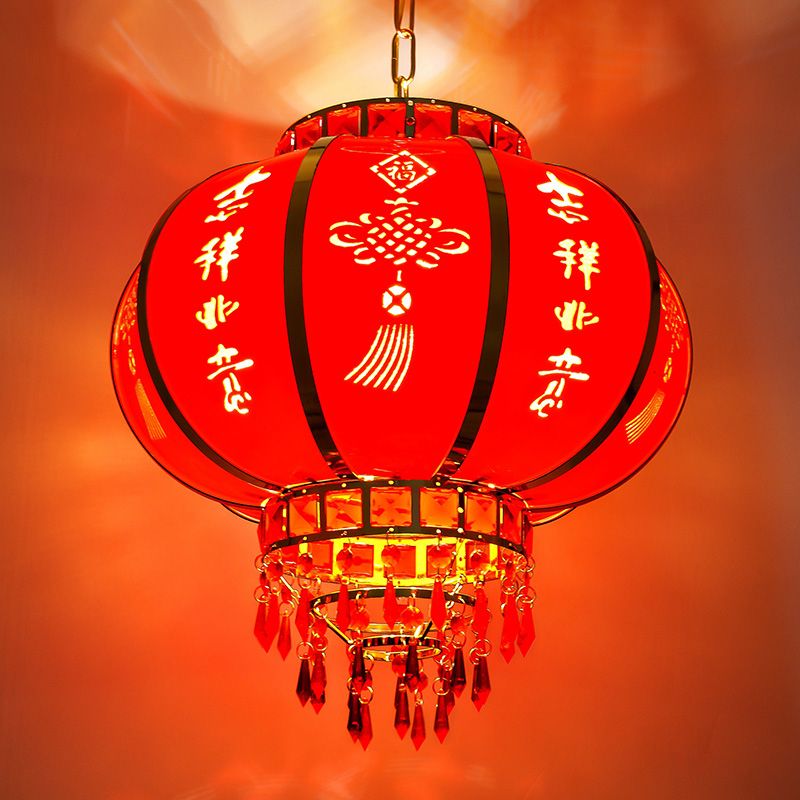 50-lantern door chandelier, large New Year and Spring Festival Chinese-style outdoor led for celebrating the New Year, balcony crystal rotating lantern Specification image