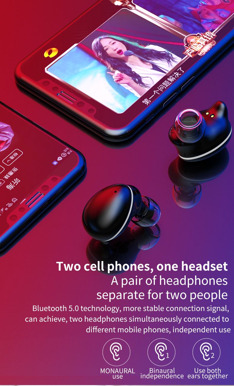 YEXIN 新款W16蓝牙耳机 无线耳机 5.0 tws数显蓝牙耳机详情图9