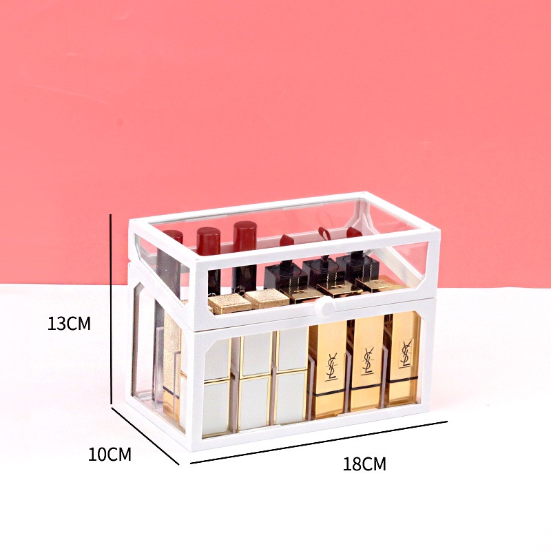 Popular glass lipstick storage box, dust-proof and water-proof desktop transparent cosmetics organization rack, ins lip gloss display rack undefined