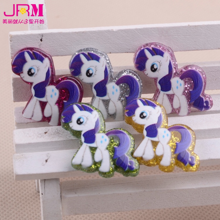 Scallion powder cartoon Little Ma Zhen Rui Rui resin patch children hair ring hairpin hair accessories shiny