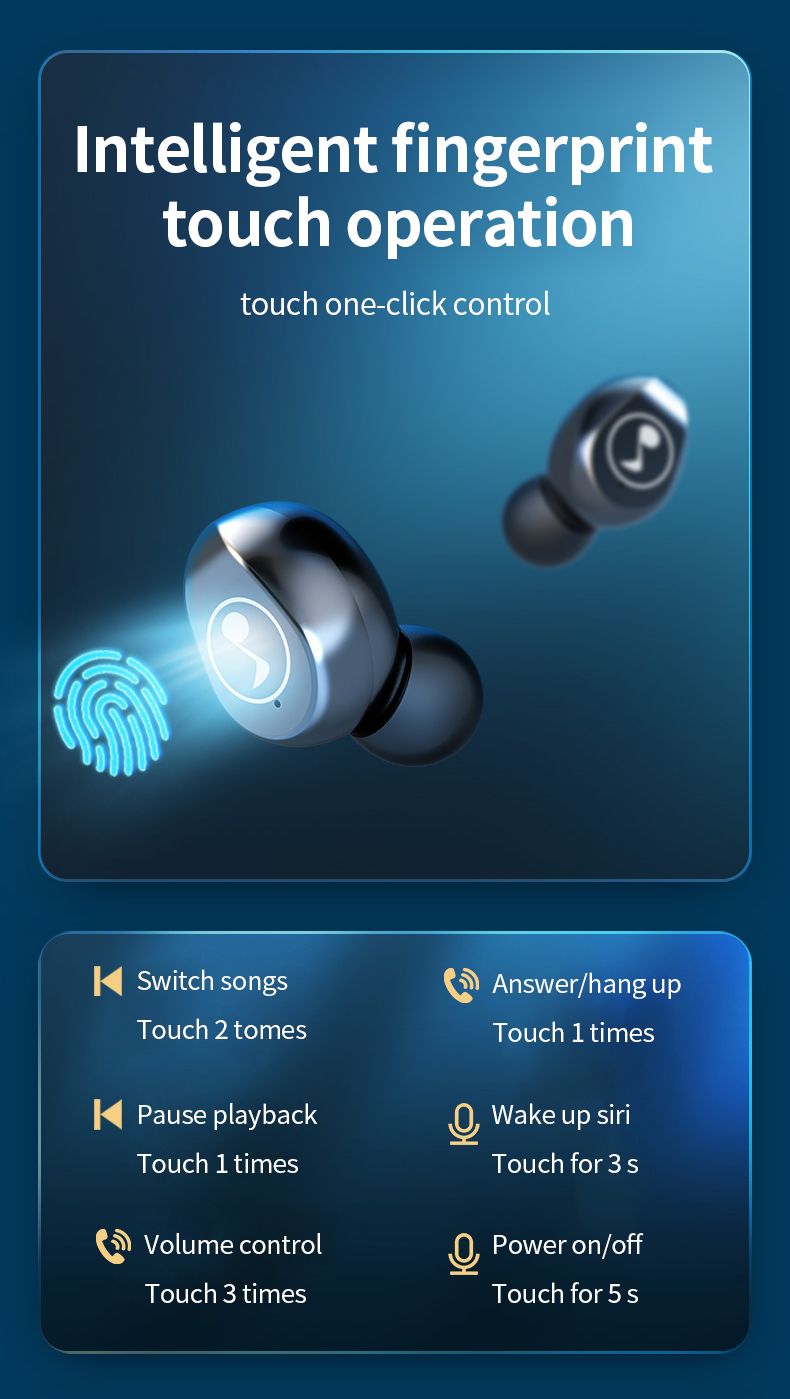 YEXIN 新款F9迷你音符双耳TWS私模5.0触控运动丝印蓝牙耳机详情图12