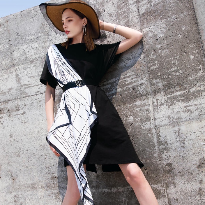 Jimmy Seio's 2020 summer designer's stylish irregular black dress