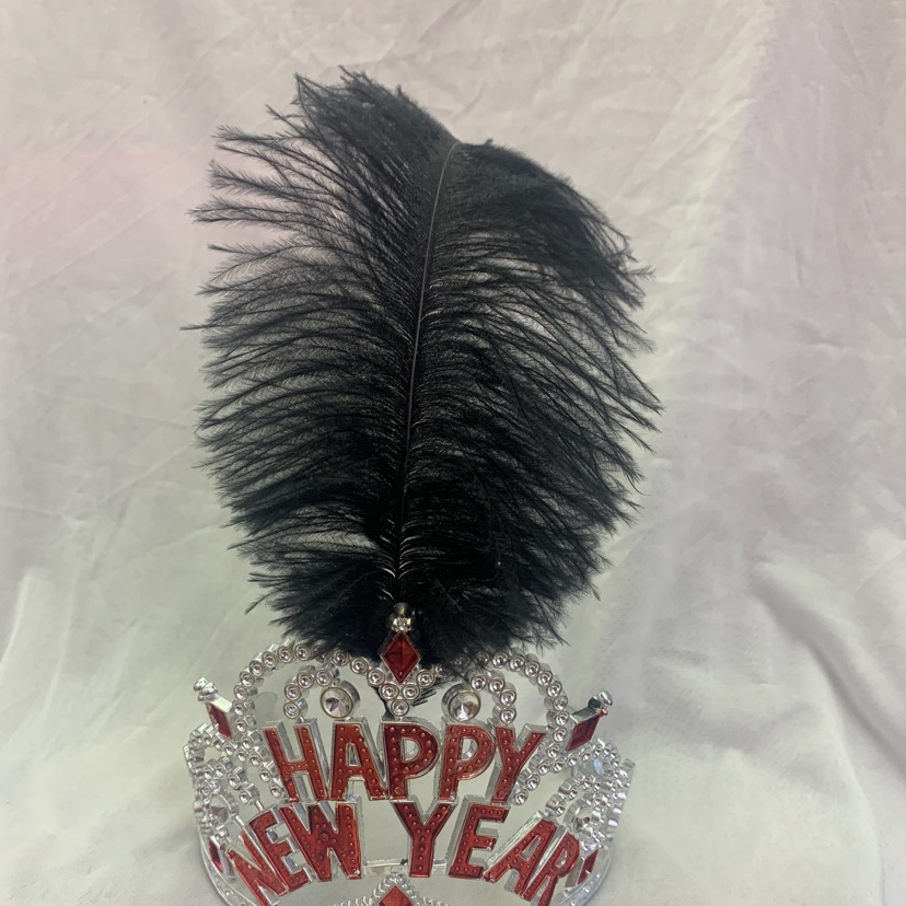 塑料新年快乐鸵鸟毛皇冠