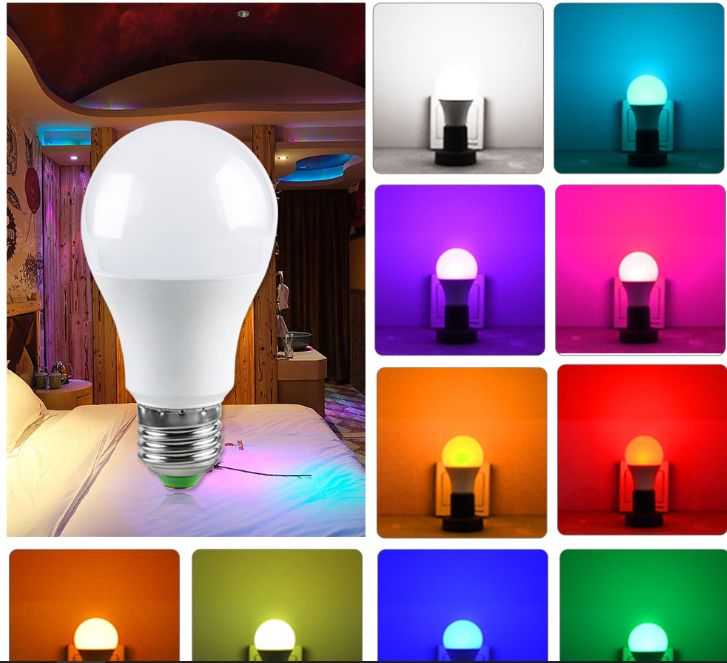 RGB bulb LED bulb lamp, RGB bulb remote control bulb 85-265V wide voltage E27 B22 bulb lamp detail image 1