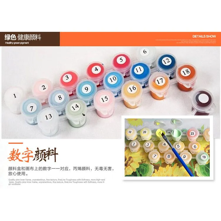 Handmade diy digital oil painting, living room landscape, animal, lion coloring, hand-painted oil decorative painting wholesale 40x50 detail image 4