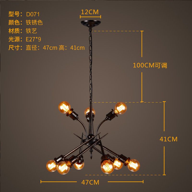 loft工业风个性创意餐厅吧台装饰吊灯复古怀旧酒吧网咖铁艺工程灯