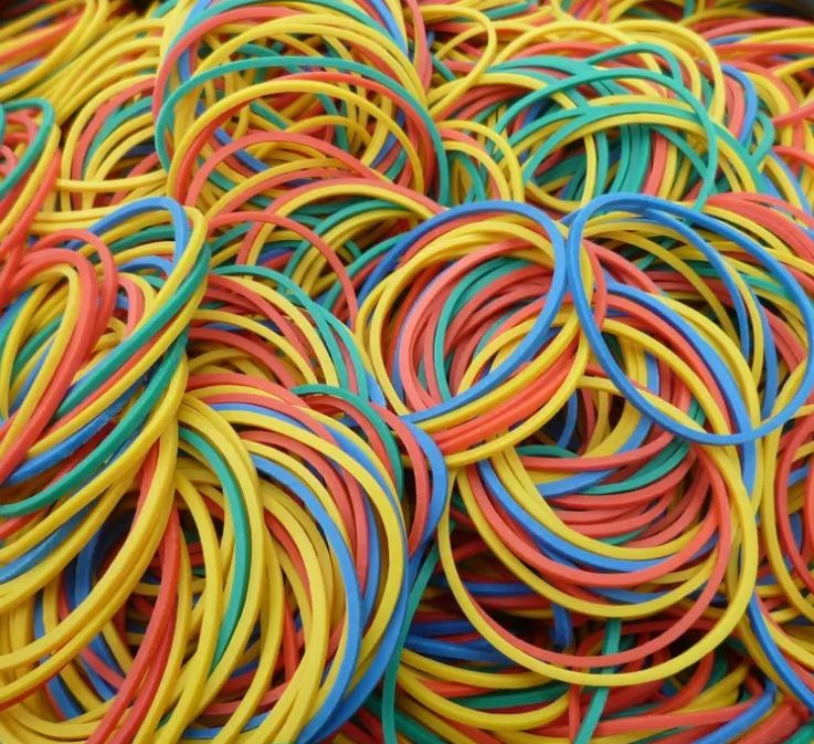 卡卡五金 5197吸卡包装实彩皮圈38mm彩色皮筋欧美超市小包装货源产品图
