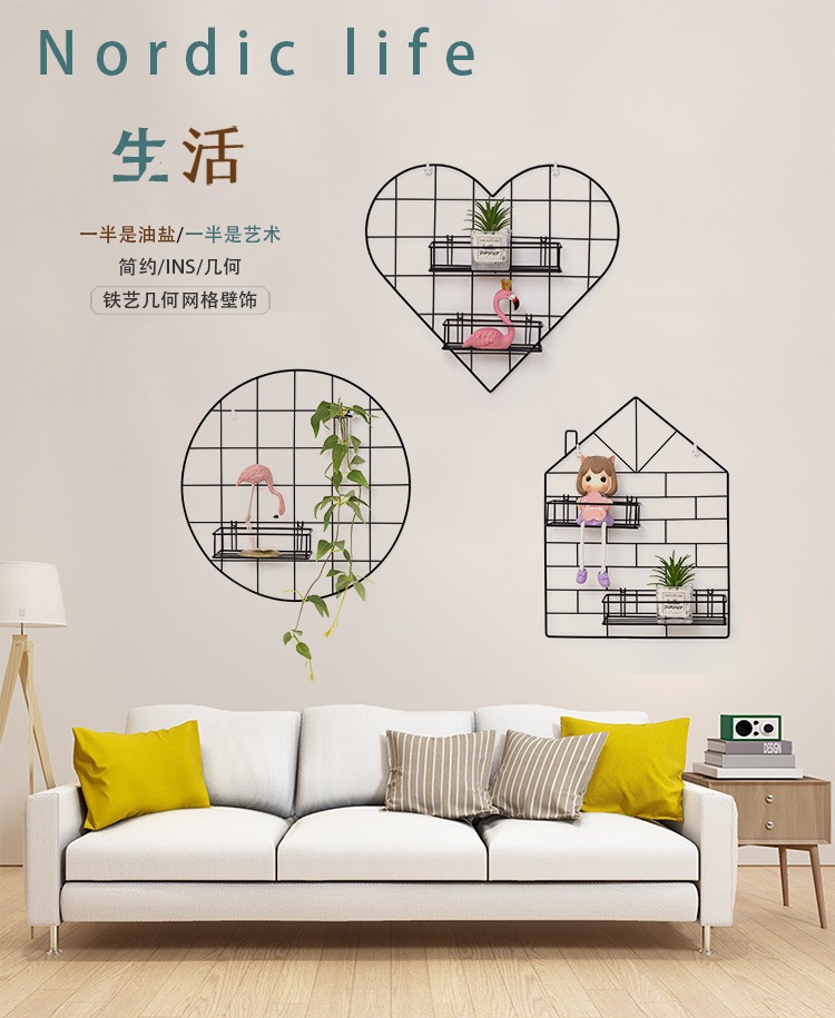 Postcard display shelf mesh shelf hanging wall web celebrity bedroom dormitory bedroom hemp rope clip photo frame details Picture