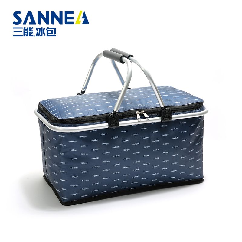 SANNE outdoor picnic hand-held Oxford cloth insulated bag, single-shoulder ice pack, student lunch box bag, folding insulated bag details Picture