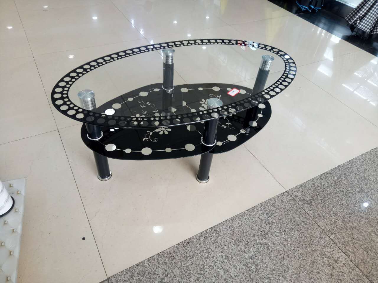 Toughened glass tea table oval modern simple tea table fashion economy creative small family sitting room household