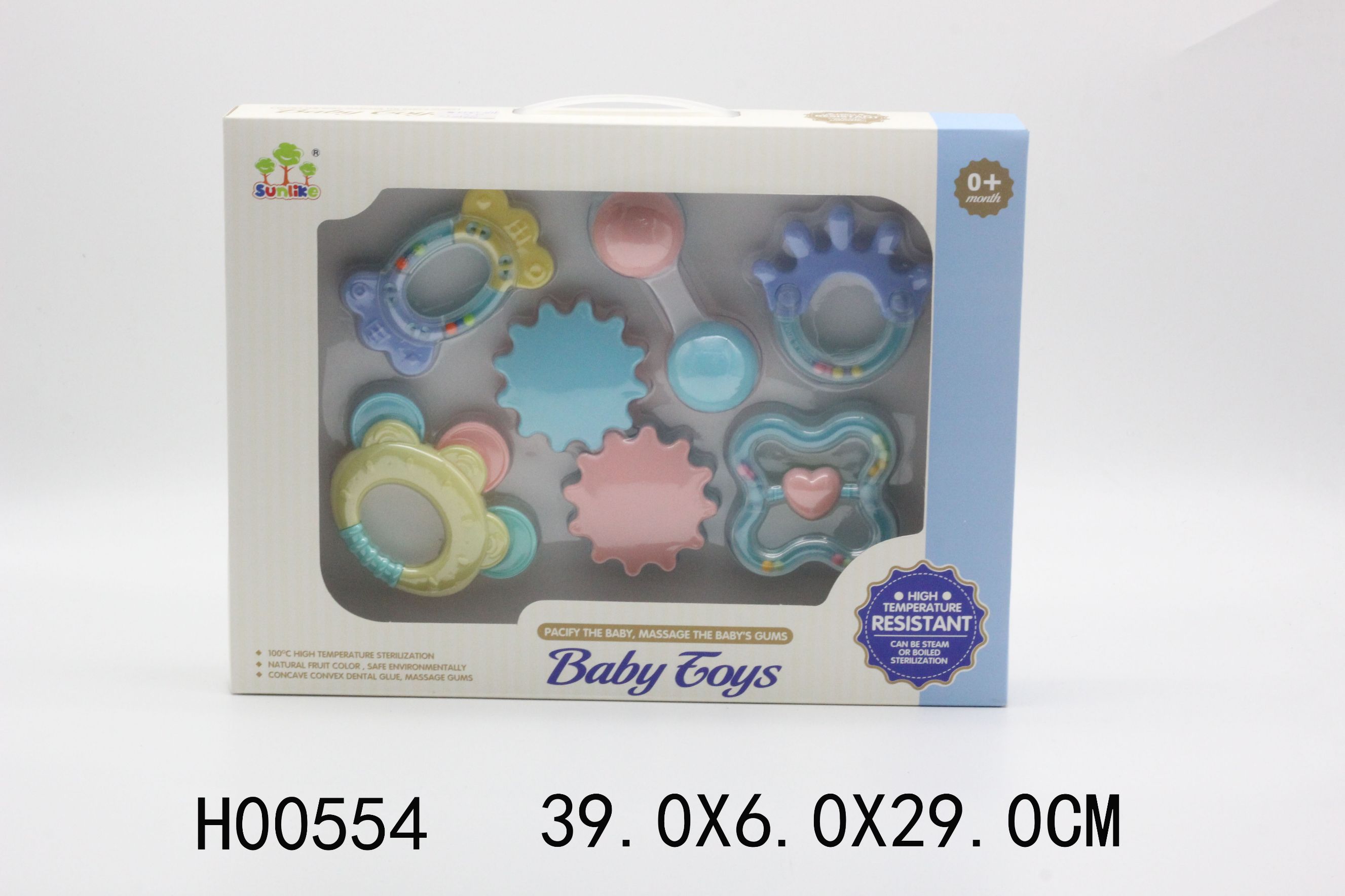 H00554 水煮摇铃6件套 新生婴儿宝宝盒装摇铃玩具
