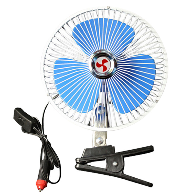 Wholesale of 8-inch car fans, summer cooling electric fans for vehicles, fully enclosed small fans with clips for cars